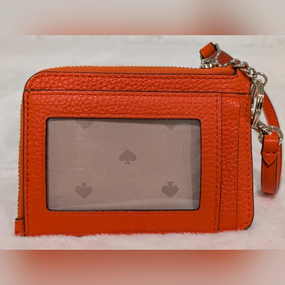 Kate Spade Leila Small Cardholder Wristlet Coral Buds Orange Keychain Coin Purse - Picture 3 of 14